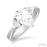 1/2 Ctw Pear Shape Trillion Cut & Round Cut Diamond Semi Mount Engagement Ring in 14K White Gold