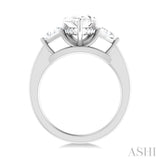 1/2 Ctw Pear Shape Trillion Cut & Round Cut Diamond Semi Mount Engagement Ring in 14K White Gold