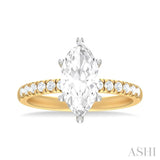 1/3 ctw Marquise Shape Round Cut Diamond Semi Mount Engagement Ring in 14K Yellow and White Gold