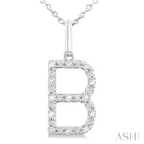 1/10 Ctw Initial 'B' Round Cut Diamond Fashion Pendant With Chain in Sterling Silver