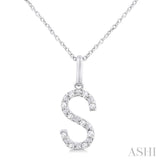 1/20 Ctw Initial 'S' Round Cut Diamond Fashion Pendant With Chain in Sterling Silver