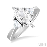 1/2 ctw Marquise Shape Trillion and Round Cut Diamond Semi Mount Engagement Ring in 14K White Gold