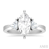 1/2 ctw Marquise Shape Trillion and Round Cut Diamond Semi Mount Engagement Ring in 14K White Gold