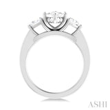 1/2 ctw Marquise Shape Trillion and Round Cut Diamond Semi Mount Engagement Ring in 14K White Gold