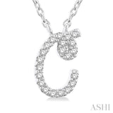 1/20 Ctw Initial 'C' Round cut Diamond Pendant With Chain in 14K White Gold