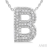 1/20 ctw Bubble Accent Initial 'B' Round Cut Diamond Fashion Pendant With Chain in Sterling Silver