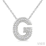 1/20 ctw Bubble Accent Initial 'G' Round Cut Diamond Fashion Pendant With Chain in Sterling Silver