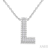 1/20 ctw Bubble Accent Initial 'L' Round Cut Diamond Fashion Pendant With Chain in Sterling Silver