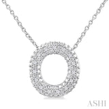 1/20 ctw Bubble Accent Initial 'O' Round Cut Diamond Fashion Pendant With Chain in Sterling Silver