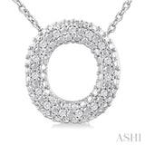 1/20 ctw Bubble Accent Initial 'O' Round Cut Diamond Fashion Pendant With Chain in Sterling Silver