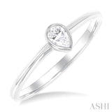 1/6 ctw Petite Bezel Set Pear Cut Diamond Fashion Ring in 10K White Gold