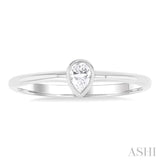 1/6 ctw Petite Bezel Set Pear Cut Diamond Fashion Ring in 10K White Gold