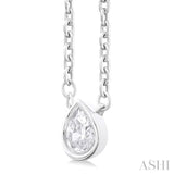 1/6 Ctw Petite Bezel Set Pear Cut Diamond Fashion Pendant With Chain in 10K White Gold