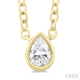 1/6 Ctw Petite Bezel Set Pear Cut Diamond Fashion Pendant With Chain in 10K Yellow Gold