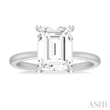 1/10 ctw Emerald Shape Round Cut Diamond Semi Mount Engagement Ring in 14K White Gold