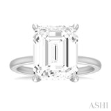 1/8 ctw Emerald Shape Round Cut Diamond Semi Mount Engagement Ring in 14K White Gold