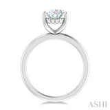 1/10 ctw Oval Shape Round Cut Diamond Semi Mount Engagement Ring in 14K White Gold