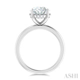 1/8 ctw Oval Shape Round Cut Diamond Semi Mount Engagement Ring in 14K White Gold