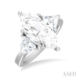 1.00 ctw Marquise Shape Trillion and Round Cut Diamond Semi Mount Engagement Ring in 14K White Gold