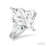 1 1/10 Ctw Marquise Shape Trillion and Round Cut Diamond Semi Mount Engagement Ring in 14K White Gold