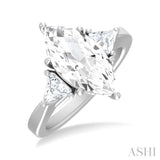 1/2 ctw Marquise Shape Trillion and Round Cut Diamond Semi Mount Engagement Ring in 14K White Gold