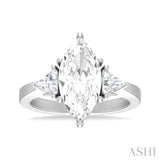 1/2 ctw Marquise Shape Trillion and Round Cut Diamond Semi Mount Engagement Ring in 14K White Gold