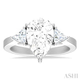 1/2 ctw Pear Shape Trillion Cut & Round Cut Diamond Semi Mount Engagement Ring in 14K White Gold