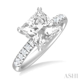 1/3 ctw Princess Shape Round Cut Diamond Semi Mount Engagement Ring in 14K White Gold