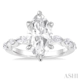 1.00 ctw Marquise Shape Marquise and Round Cut Diamond Semi Mount Engagement Ring in 14K White Gold