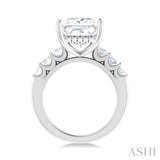 1 1/4 ctw Princess Shape Oval and Round Cut Diamond Semi Mount Engagement Ring in 14K White Gold