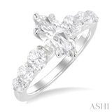 1.00 ctw Marquise Shape Round Cut Diamond Semi Mount Engagement Ring in 14K White Gold