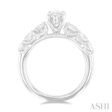 1.00 ctw Marquise Shape Round Cut Diamond Semi Mount Engagement Ring in 14K White Gold