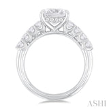 1 1/3 ctw Princess Shape Princess and Round Cut Diamond Semi Mount Engagement Ring in 14K White Gold