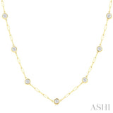 2.00 ctw Bezel Set Round Cut Diamond Paperclip Station Necklace in 14K Yellow Gold