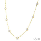 2.00 ctw Bezel Set Round Cut Diamond Paperclip Station Necklace in 14K Yellow Gold