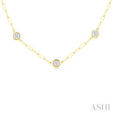 2.00 ctw Bezel Set Round Cut Diamond Paperclip Station Necklace in 14K Yellow Gold