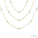 3.00 ctw Bezel Set Round Cut Diamond 60-Inch Long Station Necklace in 14K Yellow Gold