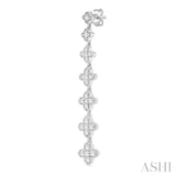 1/2 ctw Graduated Four-Leaf Clover Round Cut Diamond Fashion Long Earring in 14K White Gold