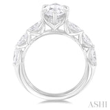 3/4 ctw Marquise Shape Marquise and Round Cut Diamond Semi Mount Engagement Ring in 14K White Gold