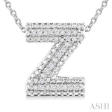 1/20 ctw Bubble Accent Initial 'Z' Round Cut Diamond Fashion Pendant With Chain in Sterling Silver