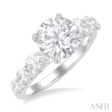 1.00 ctw Round Shape Round Cut Diamond Semi Mount Engagement Ring in 14K White Gold