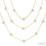 10.00 ctw Bezel Set Round Cut Diamond 60-Inch Long Station Necklace in 14K Yellow Gold