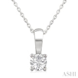 1/3 ctw Prong Set Round Cut Diamond Solitaire Pendant With Chain in 14K White Gold