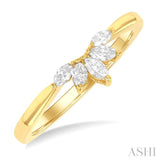 1/5 Ctw Marquise Cut Diamond Half Flower Motif Chevron Ring in 14K Yellow Gold