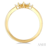 1/5 Ctw Marquise Cut Diamond Half Flower Motif Chevron Ring in 14K Yellow Gold