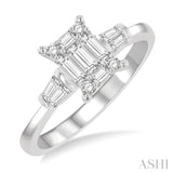 1/2 ctw Baguette and Round Cut Fusion Diamond Engagement Ring in 14K White Gold