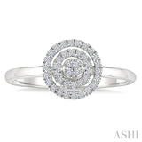 1/6 Ctw Double Halo Round shape Petite Round Cut Diamond Fashion Ring in 10K White Gold
