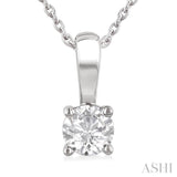 1/2 ctw Prong Set Round Cut Diamond Solitaire Pendant With Chain in 14K White Gold