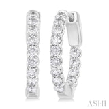 1 Ctw Inside-Out Embellished Round Cut Diamond Hoop Earrings in 14K White Gold