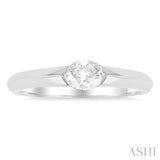 1/3 ctw East-West Set Oval Cut Diamond Solitaire Fashion Ring in 14K White Gold